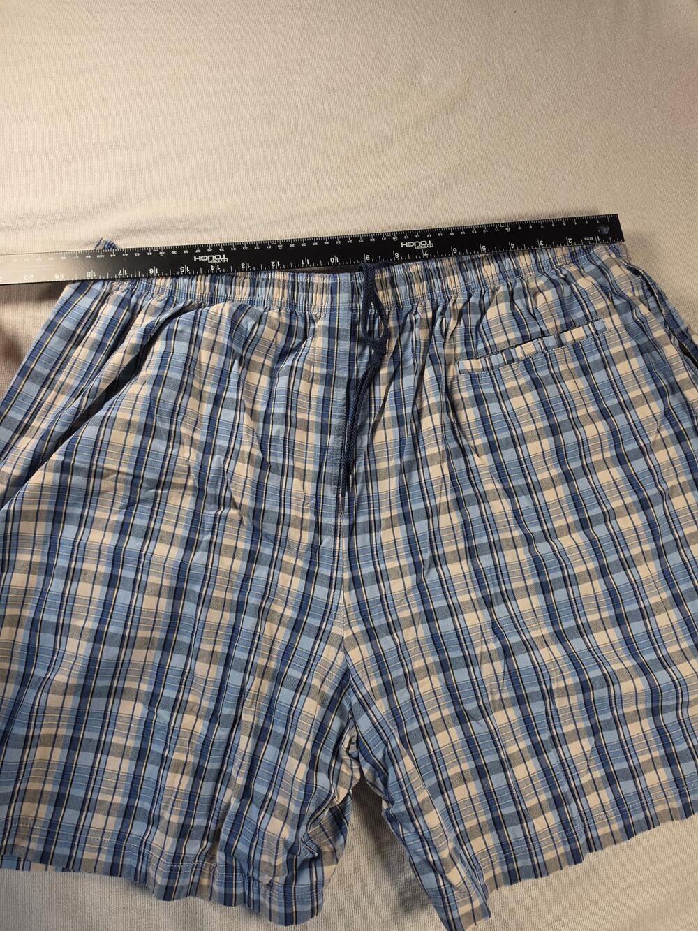 Puritan Blue Plaid Lounge Sleep Shorts Mens XL 40-42